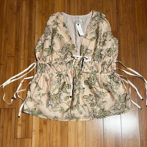 NWT Anthropologie Mon Renn Sleeveless Neutral Motif Blouse Size XS - Picture 5 of 16